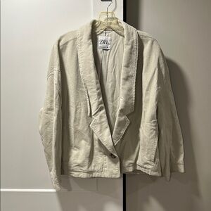 Zara Cream Structured Blazer with Tailored Fit
